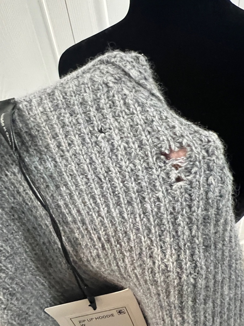 NWD Theory Heather Grey Cashmere Zip Up Hoodie - Picture 5 of 5